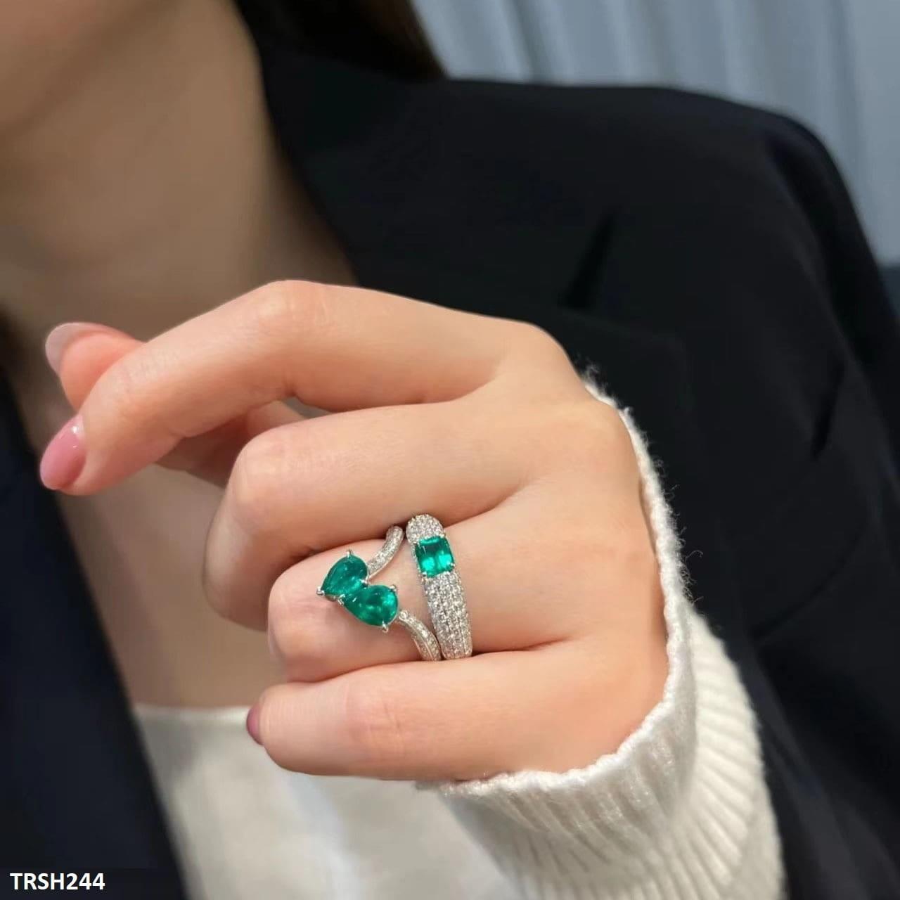 Emerald Join Tear Zircon Adjustable Ring - Havenon Store