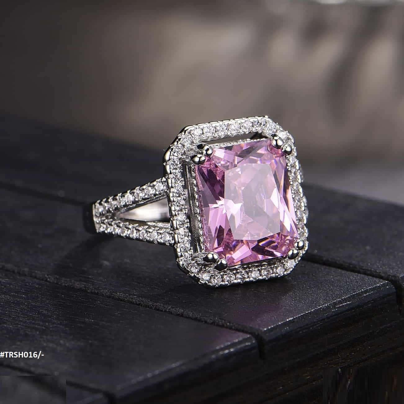 Adjustable Pink Emerald Zircon Ring - Havenon Store