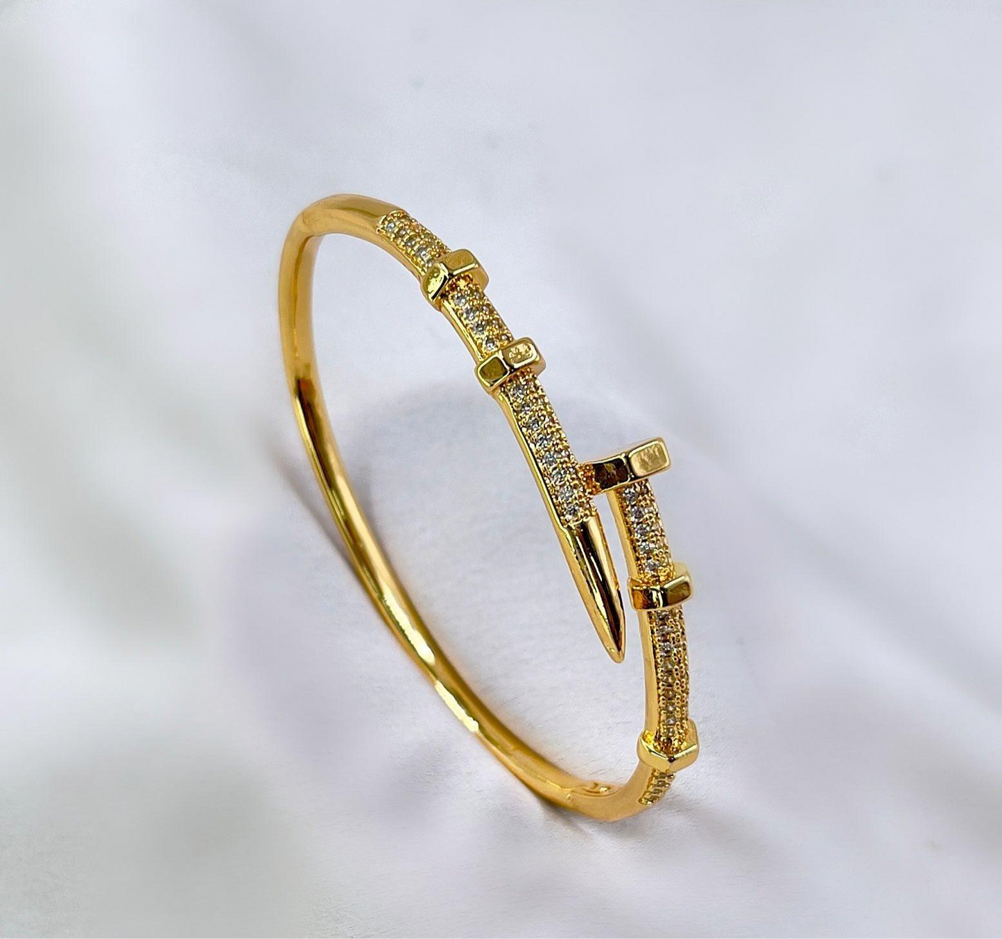Designer Gold Plated Nail Bracelet Openable