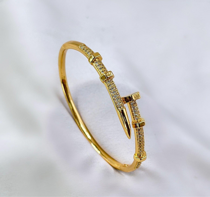 Designer Gold Plated Nail Bracelet Openable
