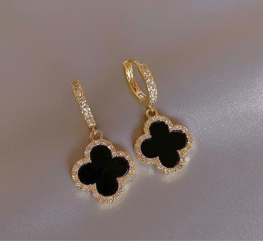 Clover Flower Ear Hoops Pair