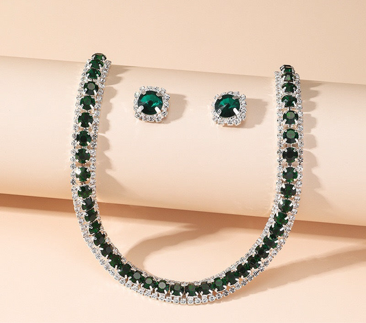 Zircon Circle Layered Necklace Set