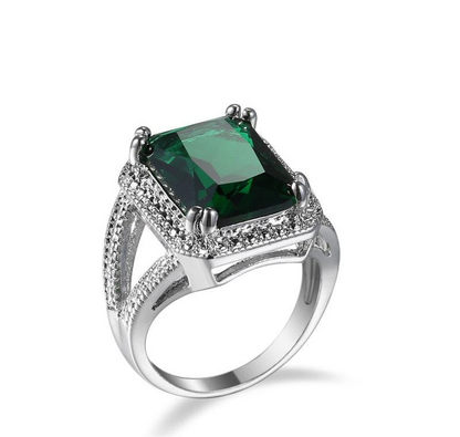 Emerald Step Zircon Studded Ring