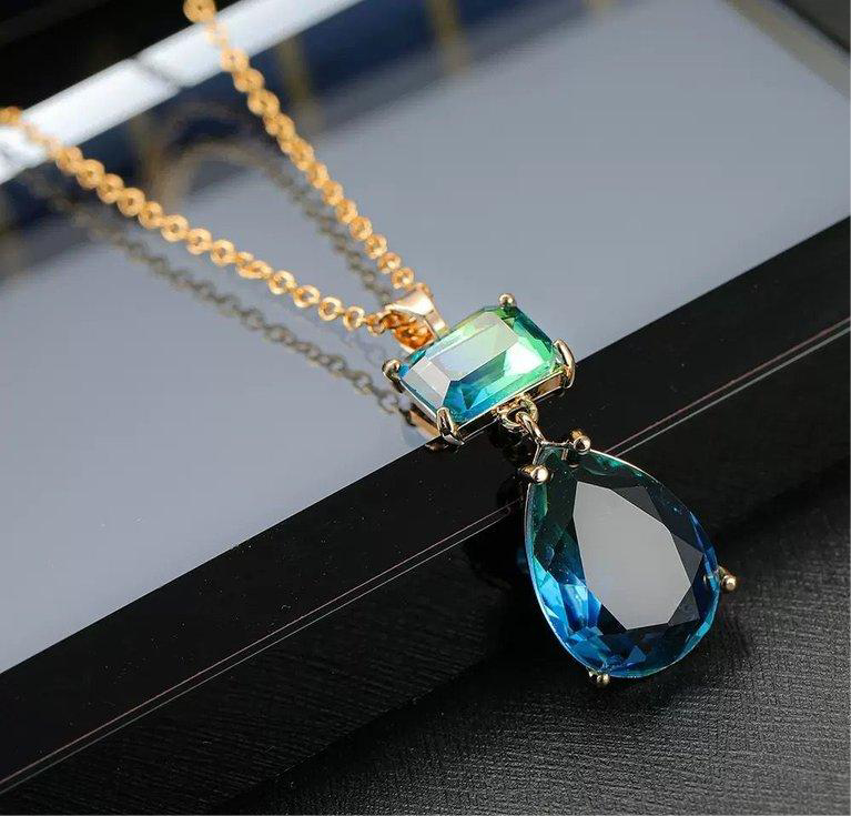 Aqua Stone Tear Drop Pendant Set ko