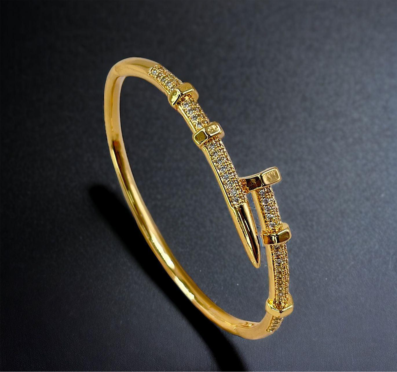 Designer Gold Plated Nail Bracelet Openable