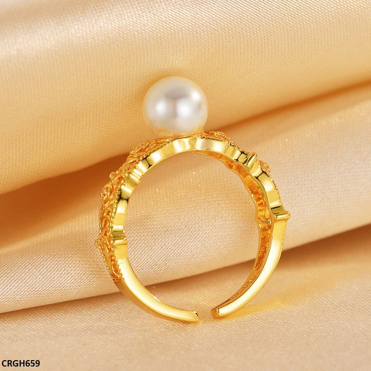 18K golden pearl casual ring  