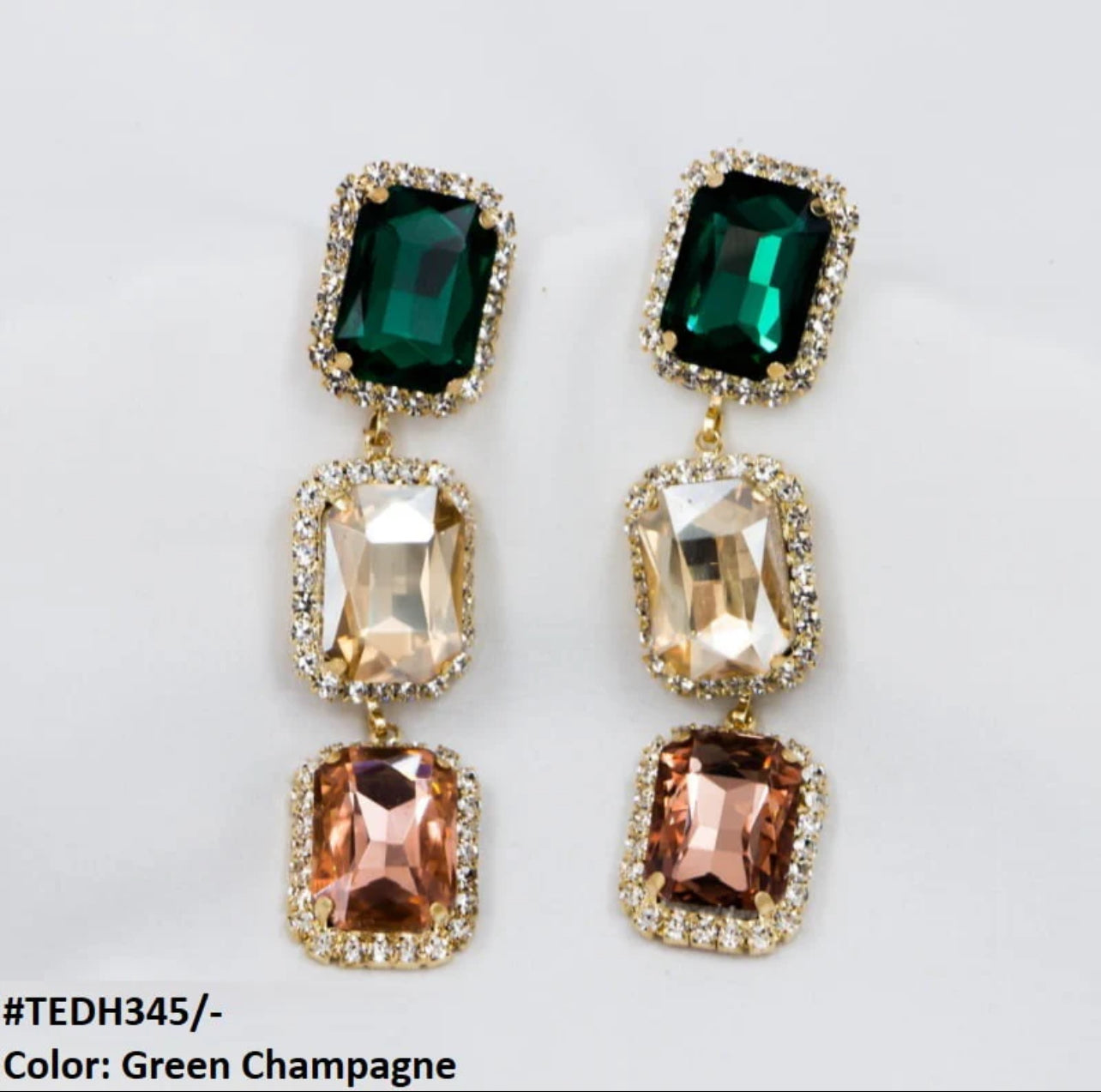 Zircon Cubic Rectangle Teardrop Earrings