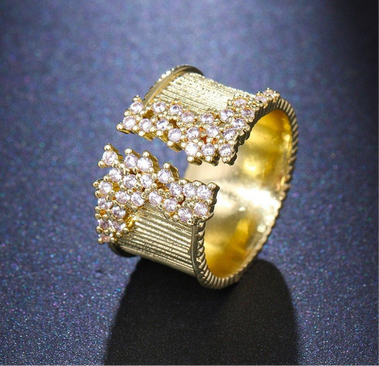Adjustable 18K Gold Plated Round Ring