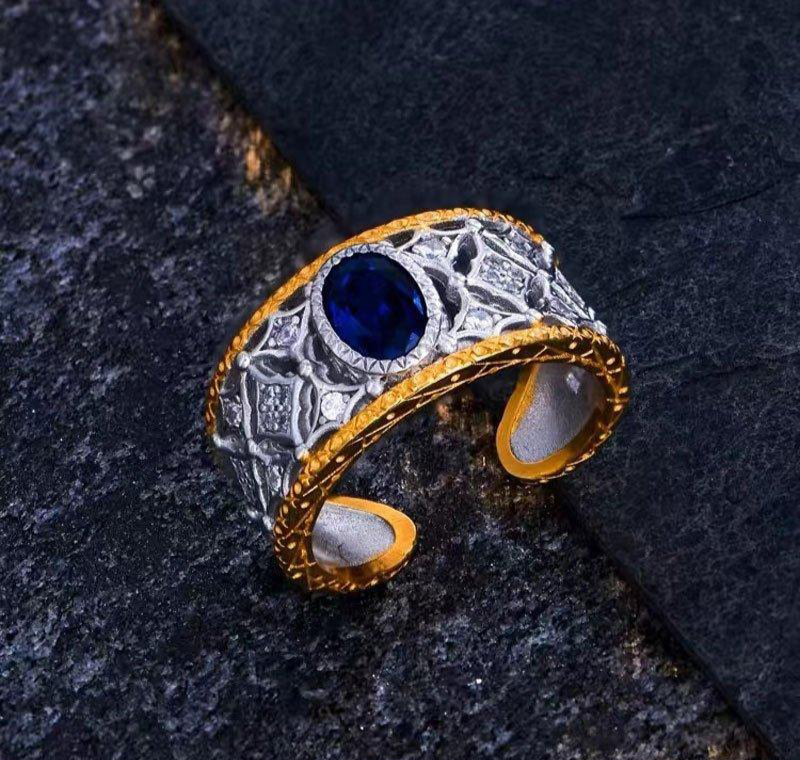 Sapphire Stone Gold Plated Ring