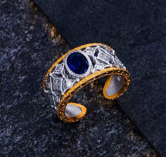 Sapphire Stone Gold Plated Ring