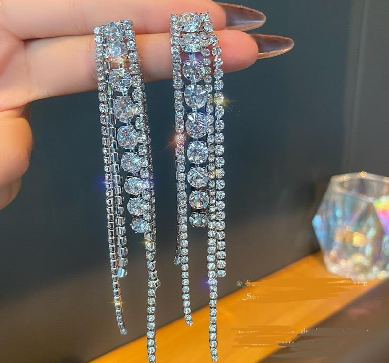 Rhinestone Zirconium Drop Earring