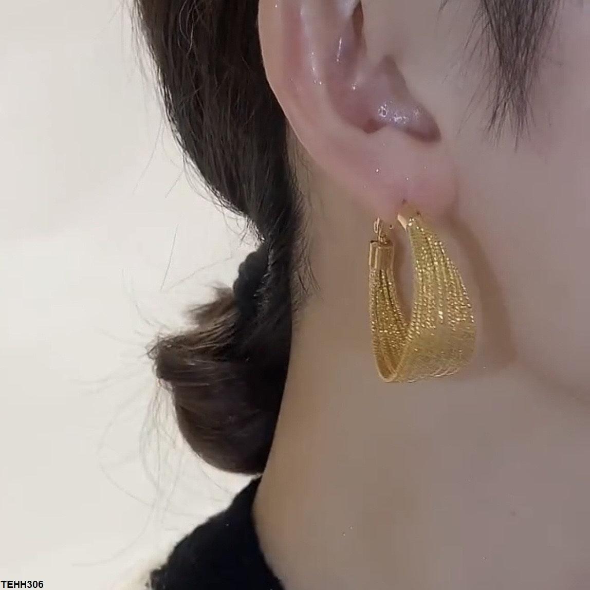 18K Golden Plated Wire Layered Hoop - Havenon Store