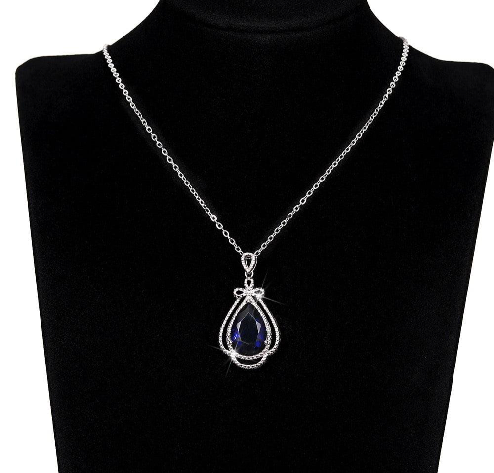 Sapphire Crown Tear Pendant