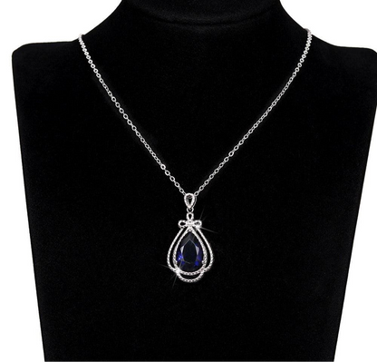 Sapphire Crown Tear Pendant