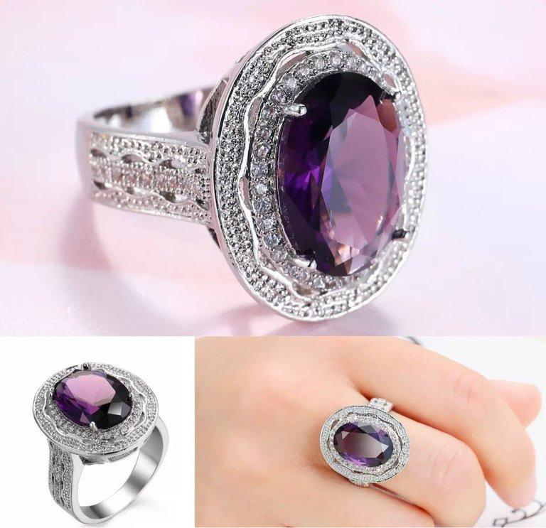 Amethyst Oval Stone Ring