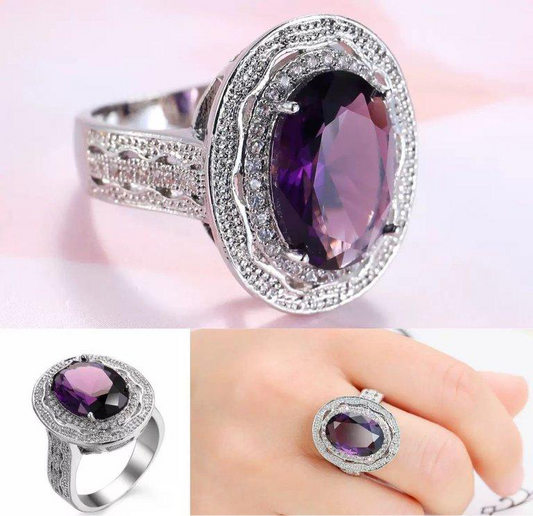 Amethyst Oval Stone Ring