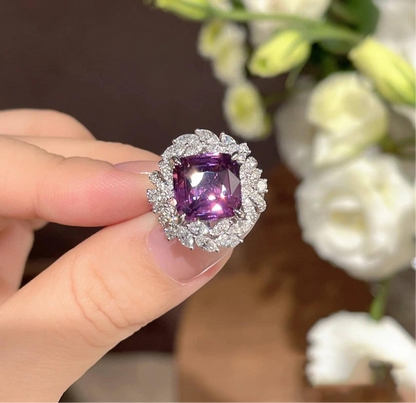 Amethyst Zirconia Adjustable Ring