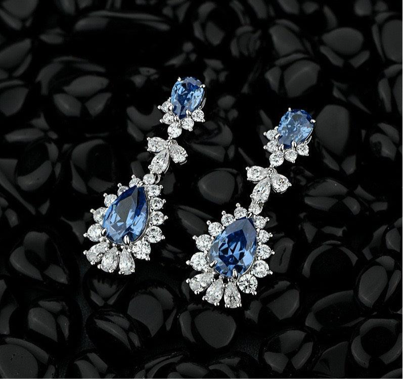 Sapphire Crystal Tear Drop Earring