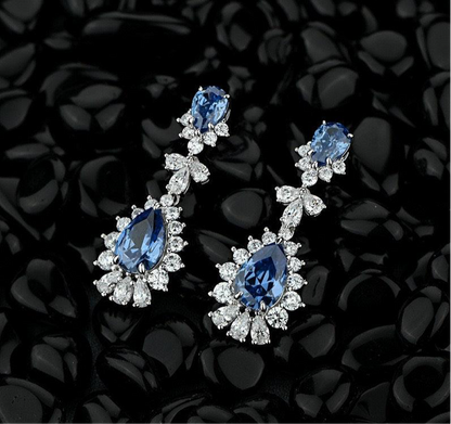 Sapphire Crystal Tear Drop Earring