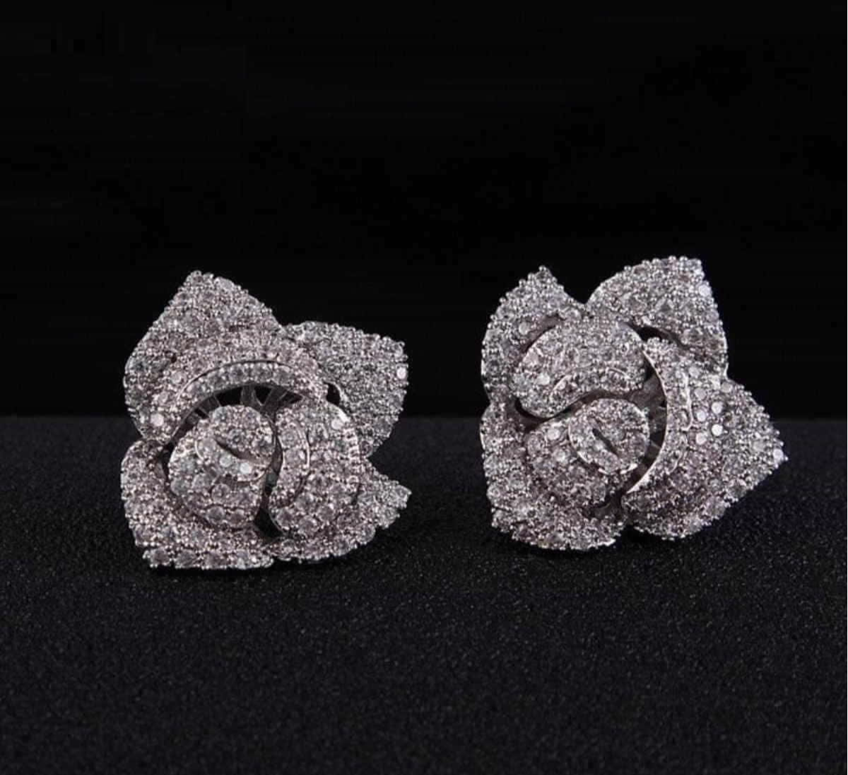 Silver Sterling Rose Flower Stud Tops