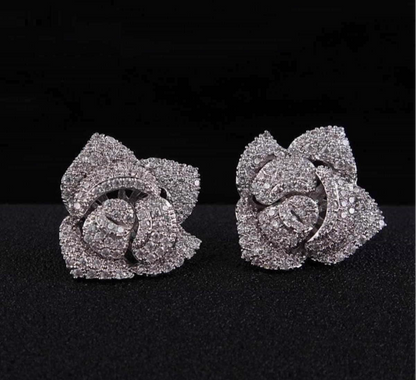 Silver Sterling Rose Flower Stud Tops