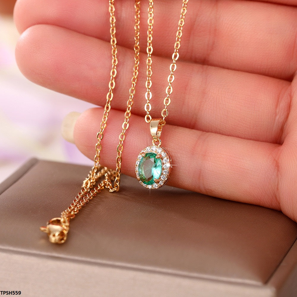 9-inch Chain Emerald Pendant for Women  