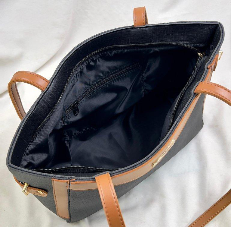 Black Verona Contrast Tote Bag