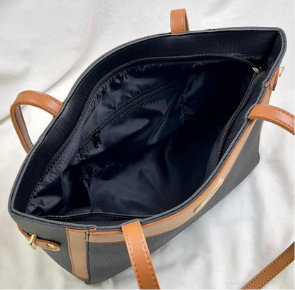 Black Verona Contrast Tote Bag