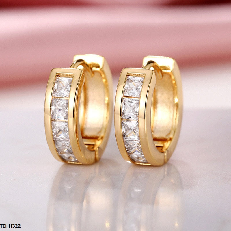 AA Zircon Square Layer Round Hoops  