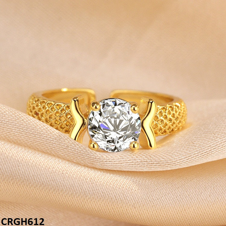 Adjustable gold-plated zircon ring  