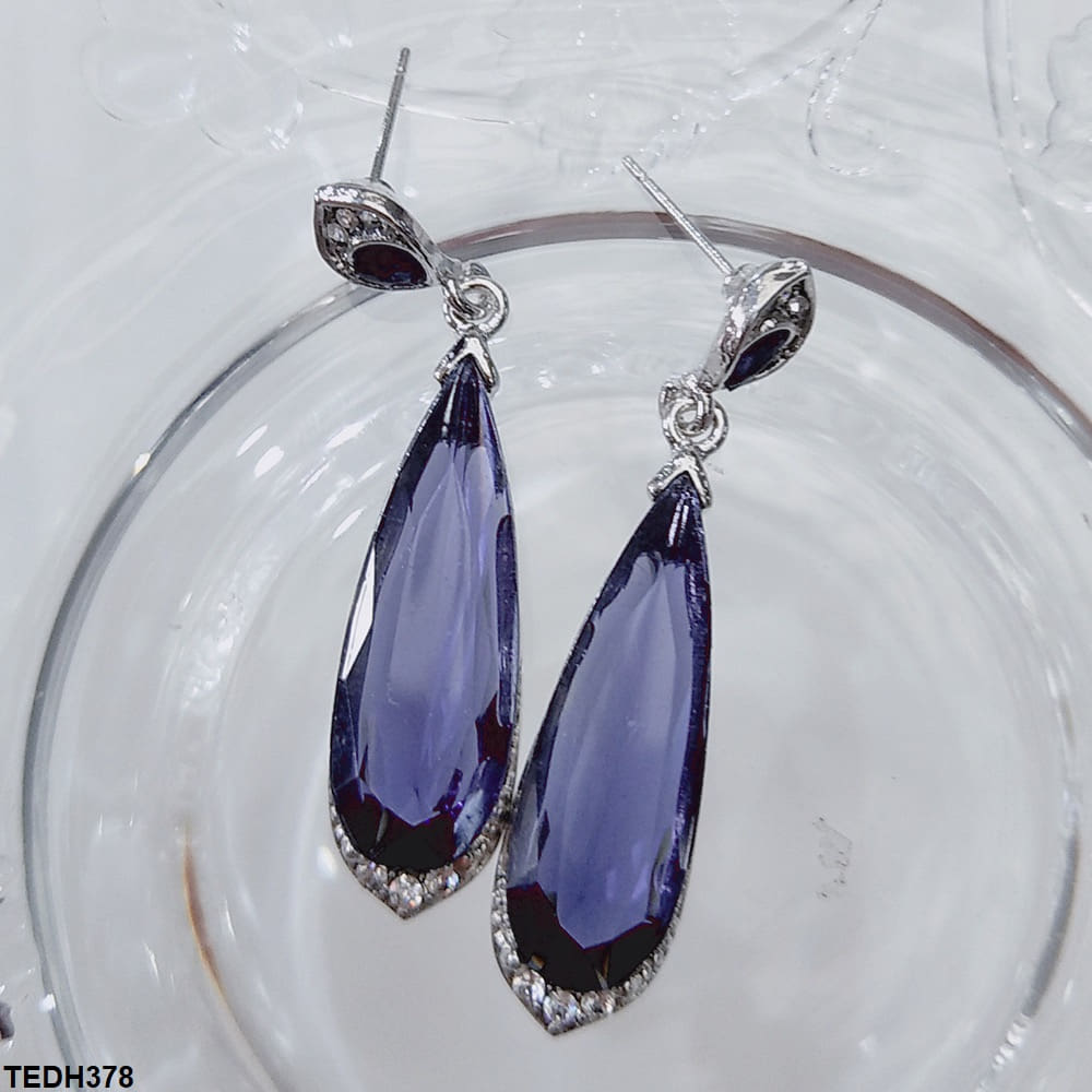 Amethyst Tear Long Earrings - Gold Plated  