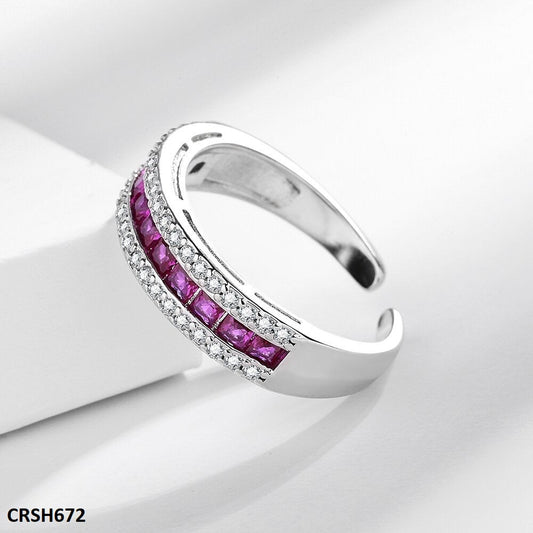 Amethyst Zircon Band with silver plating  