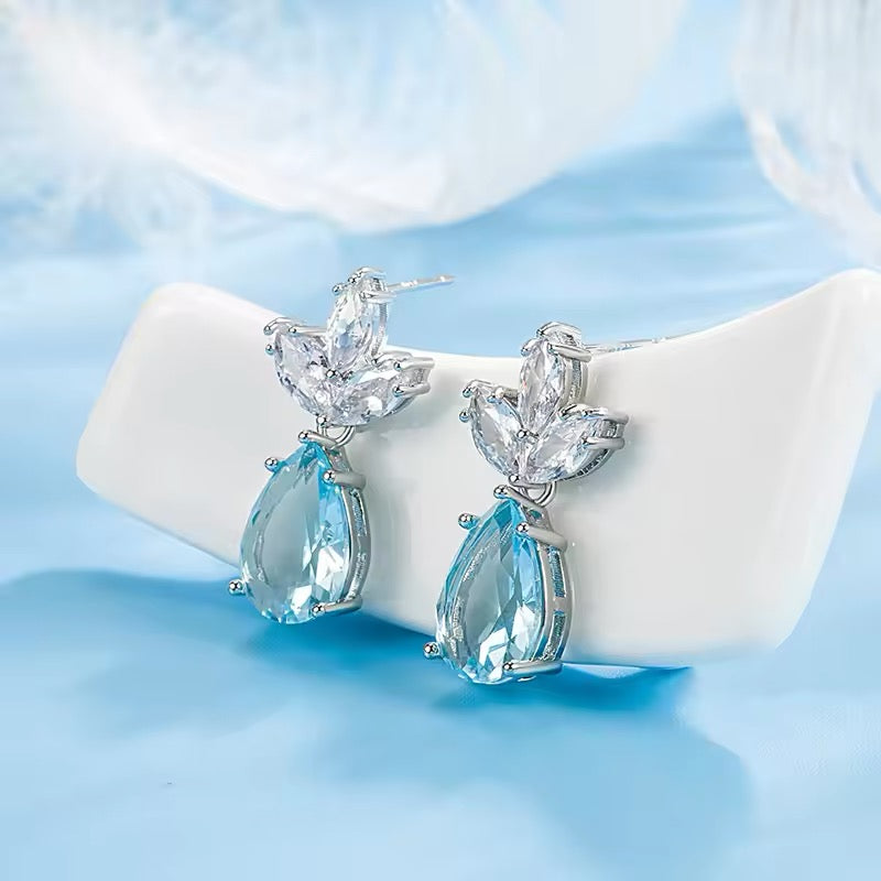 Aqua Zircon Drop Earrings  