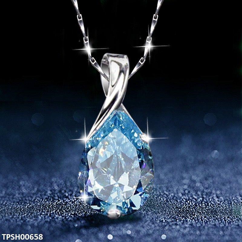Aqua Zircon Tear Pendant With Chain - Havenon Store