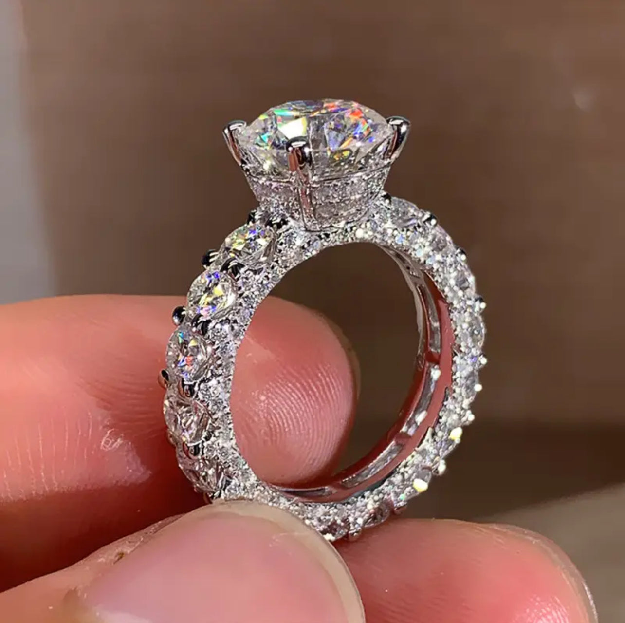 Silver Love Diamond Zircon Ring