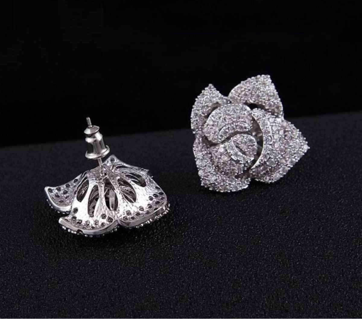 Silver Sterling Rose Flower Stud Tops