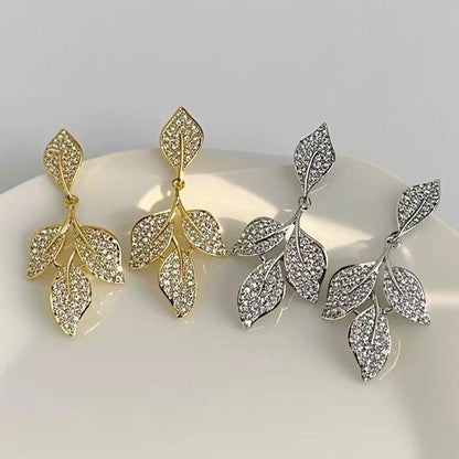 Zirca Leaf Drop Earrings