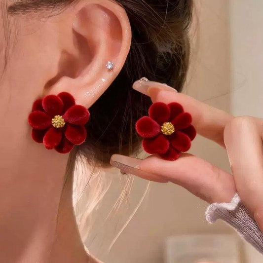 Red Velvet Flower Tops Pair