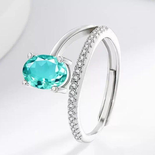 Zircon Aqua Tide Ring Adjustable