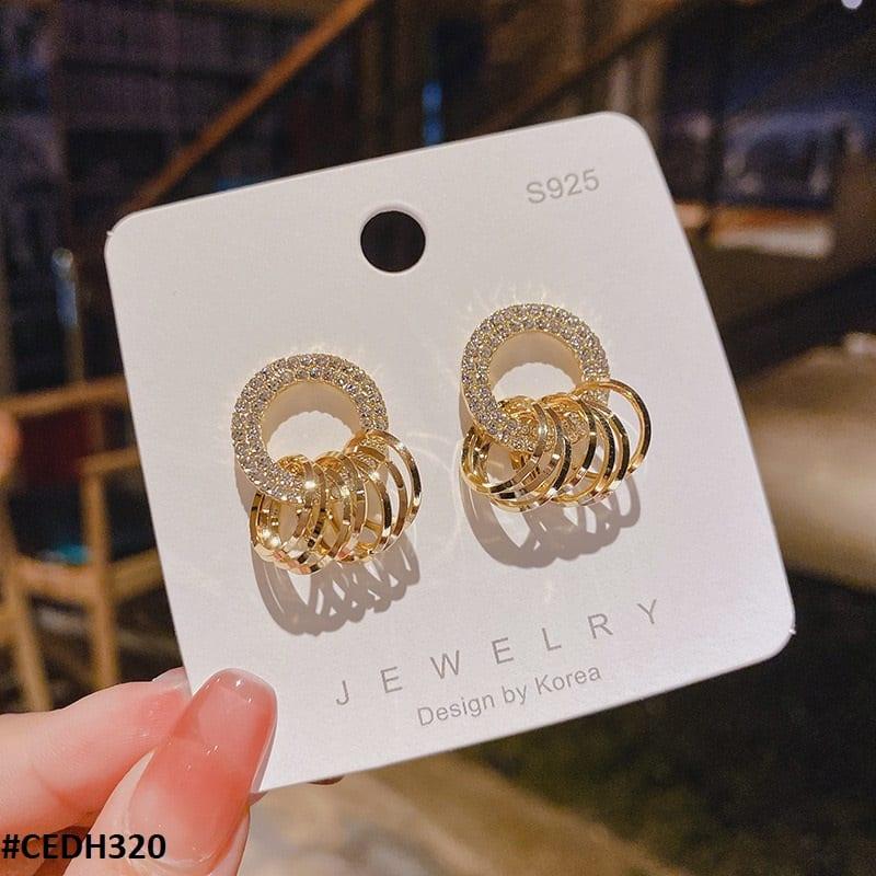 Zirconia Circle Ear Drops Earrings - Havenon Store