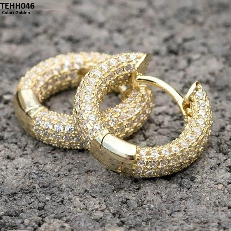 18K Zircon Studded Hoops - Havenon Store