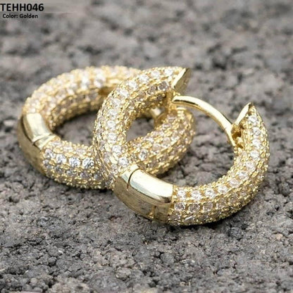 18K Zircon Studded Hoops - Havenon Store