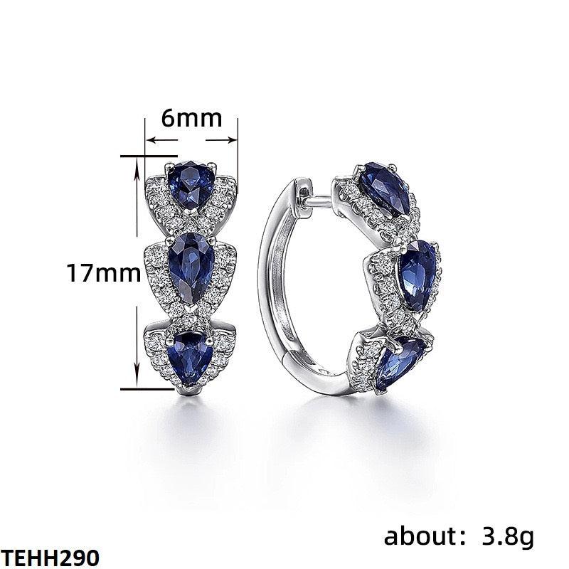 Durable alloy-crafted Sapphire Tear Round Earrings  