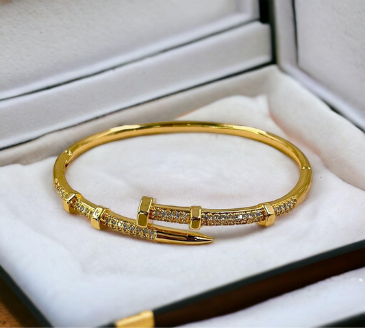 Designer Gold Plated Nail Bracelet Openable