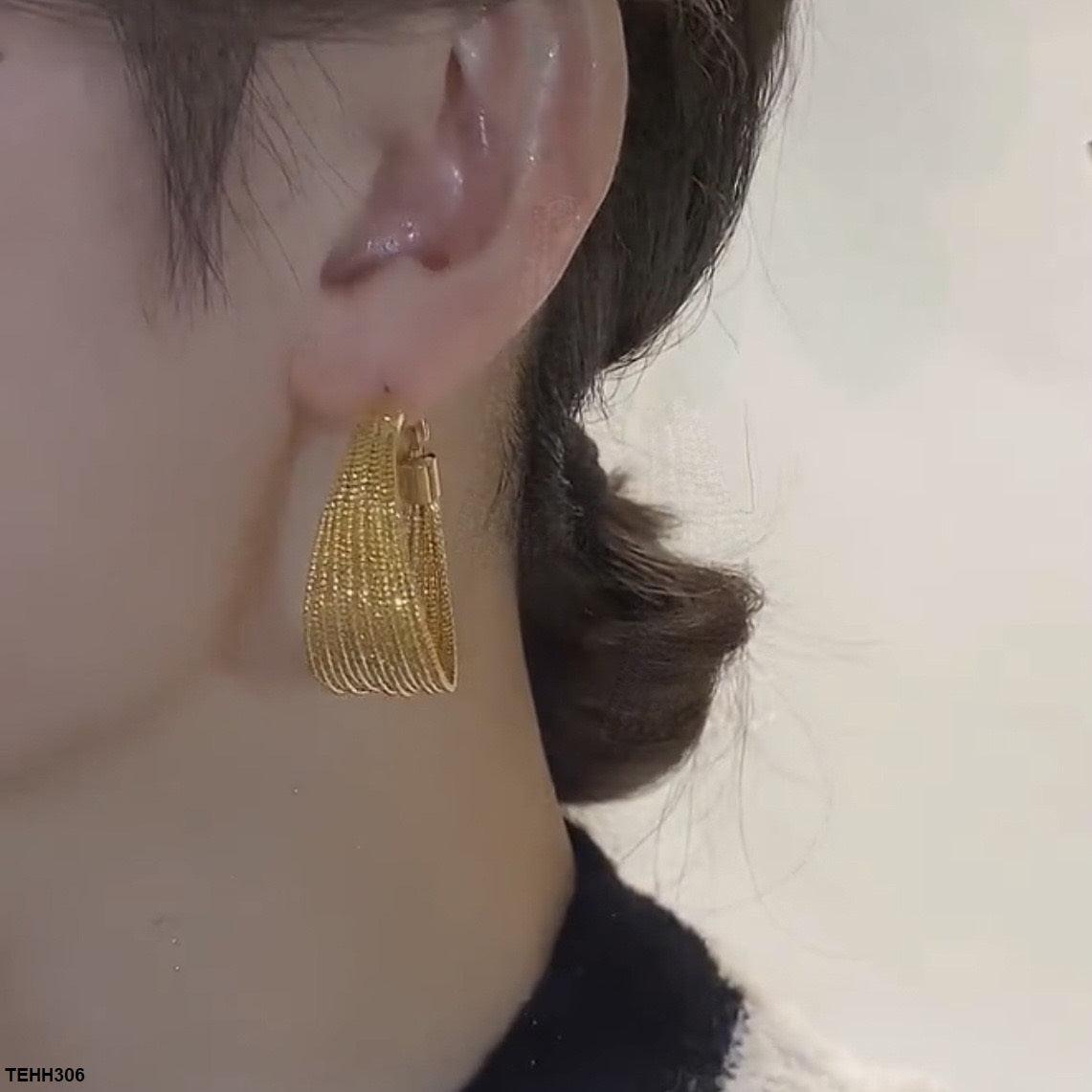 18K Golden Plated Wire Layered Hoop - Havenon Store