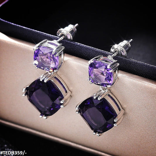 Elegant Amethyst Zirconia Drop Earrings  