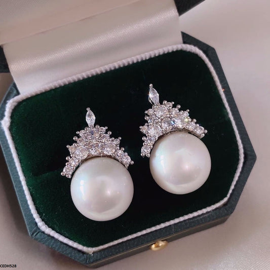 Elegant Crown Pearl Drop Earrings  