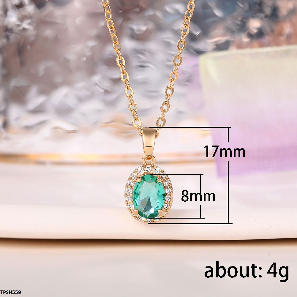 Elegant Giftable Emerald Oval Pendant Set  