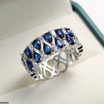 Elegant Sapphire Luxury Silver Band  
