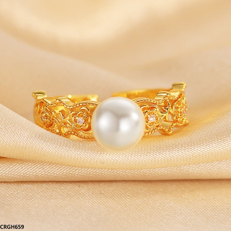 Elegant gold pearl ring for women  
